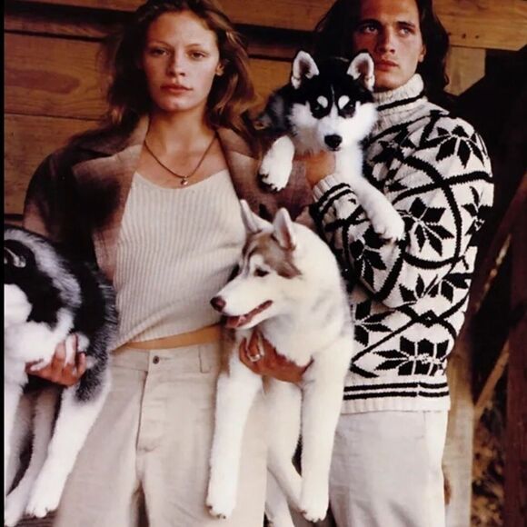 Ralph Lauren Vintage 1990 Hand-knit Polo Country Green Snowflake Sweater - Picture 3 of 16